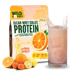 WILD SOCIETY Clear Whey Rocket Pop bottle pour for quick protein after training