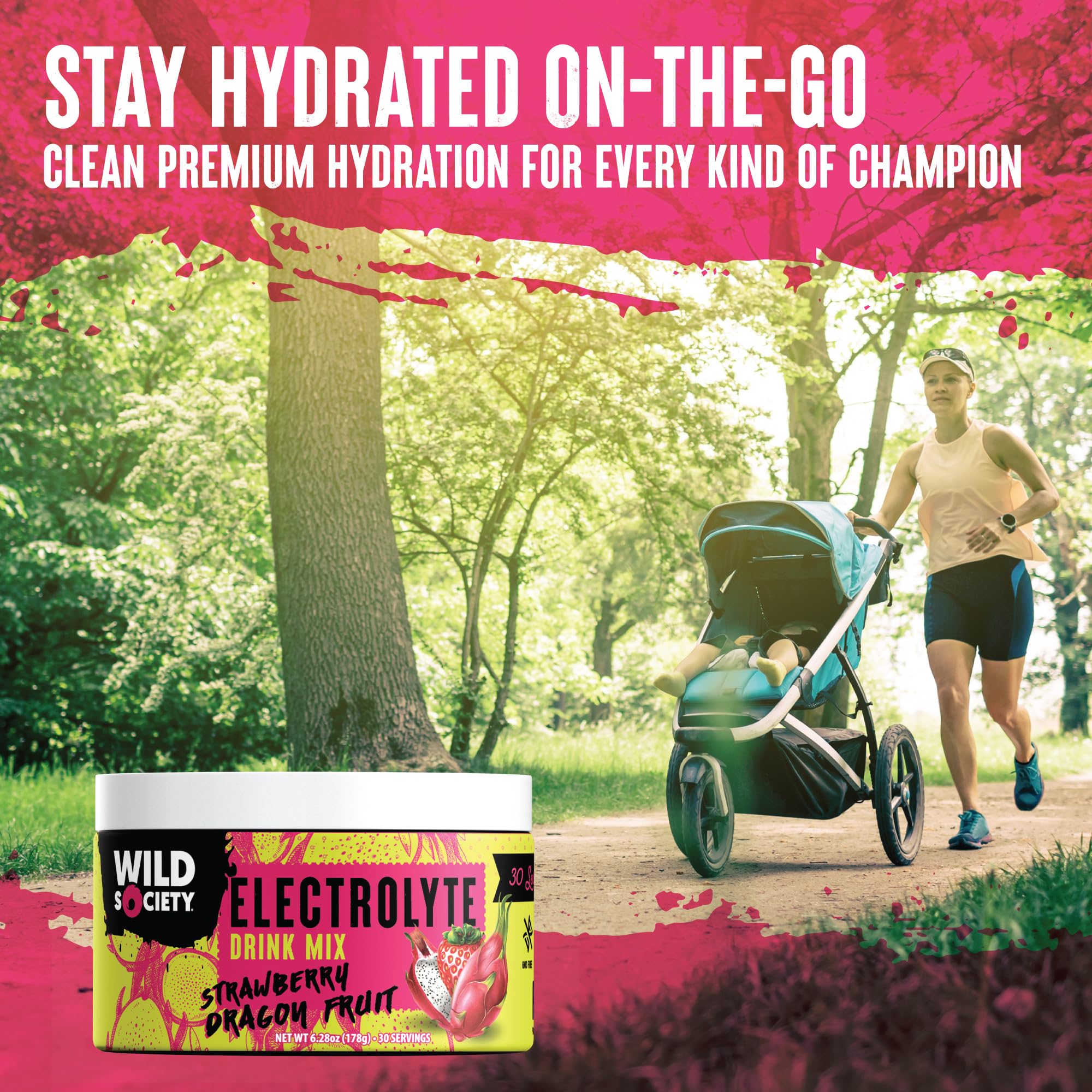 Wild Society naturally flavored strawberry dragon fruit dissolve in water for tasty hydration