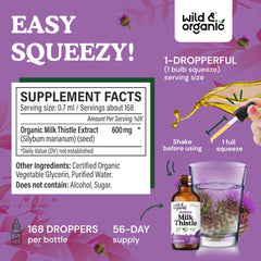 Wild and Organic Milk Thistle Liquid Drops dropper ready for daily supplementation