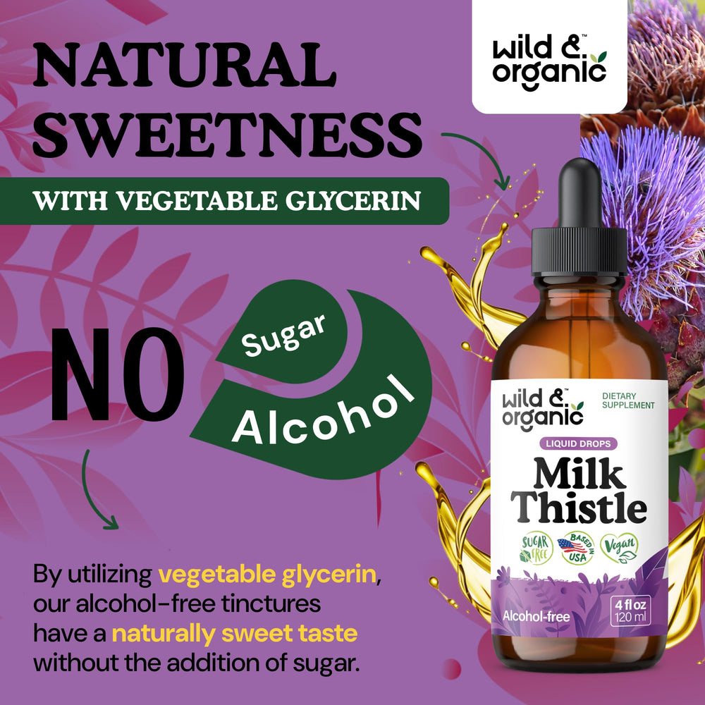Wild and Organic Milk Thistle Liquid Drops ingredients list confirms non-GMO vegan formula