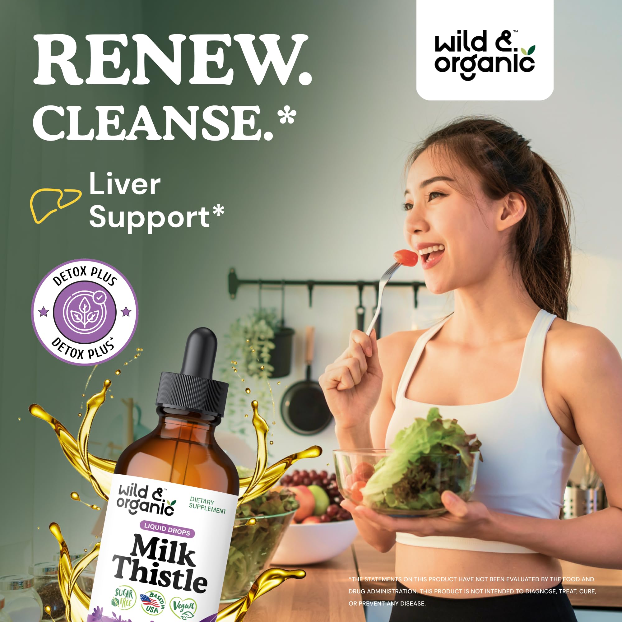 Wild and Organic Milk Thistle Liquid Drops pour nozzle close-up for precise dosing