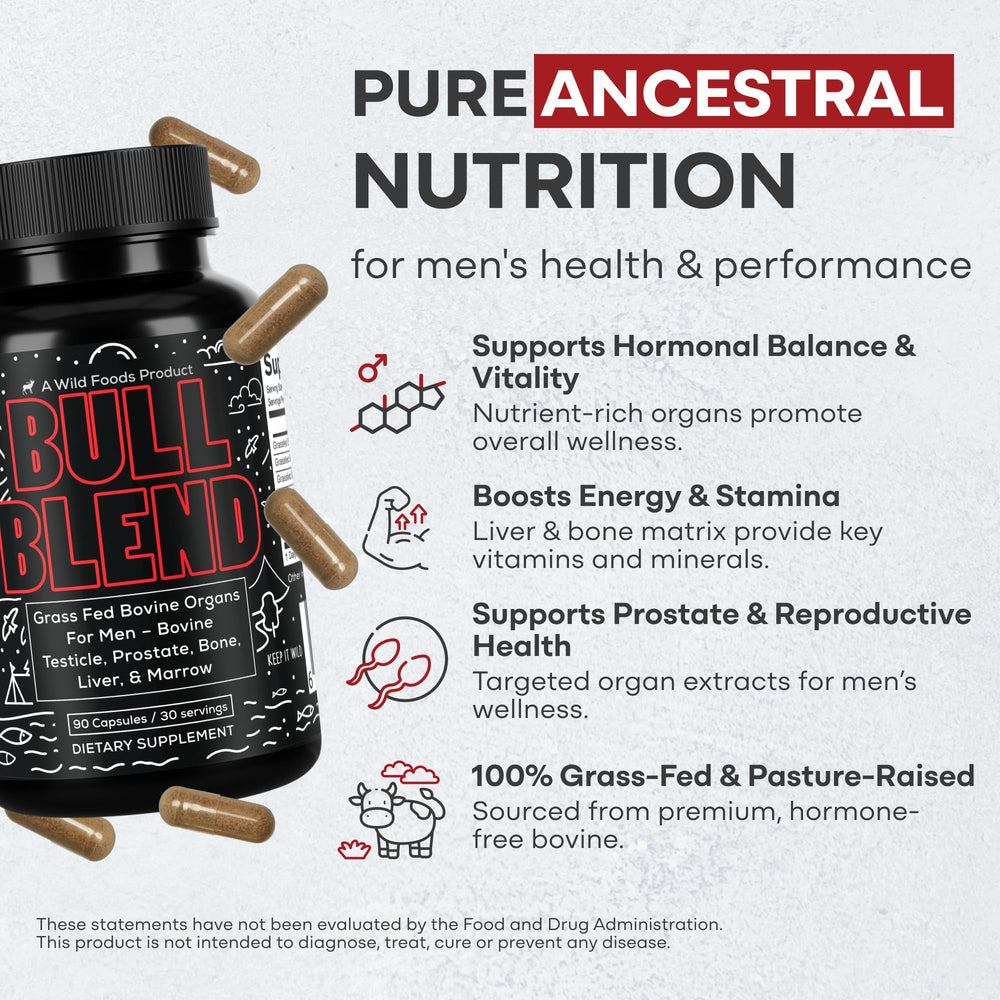 Wild Foods beef organ prostate capsules for overall vitality support