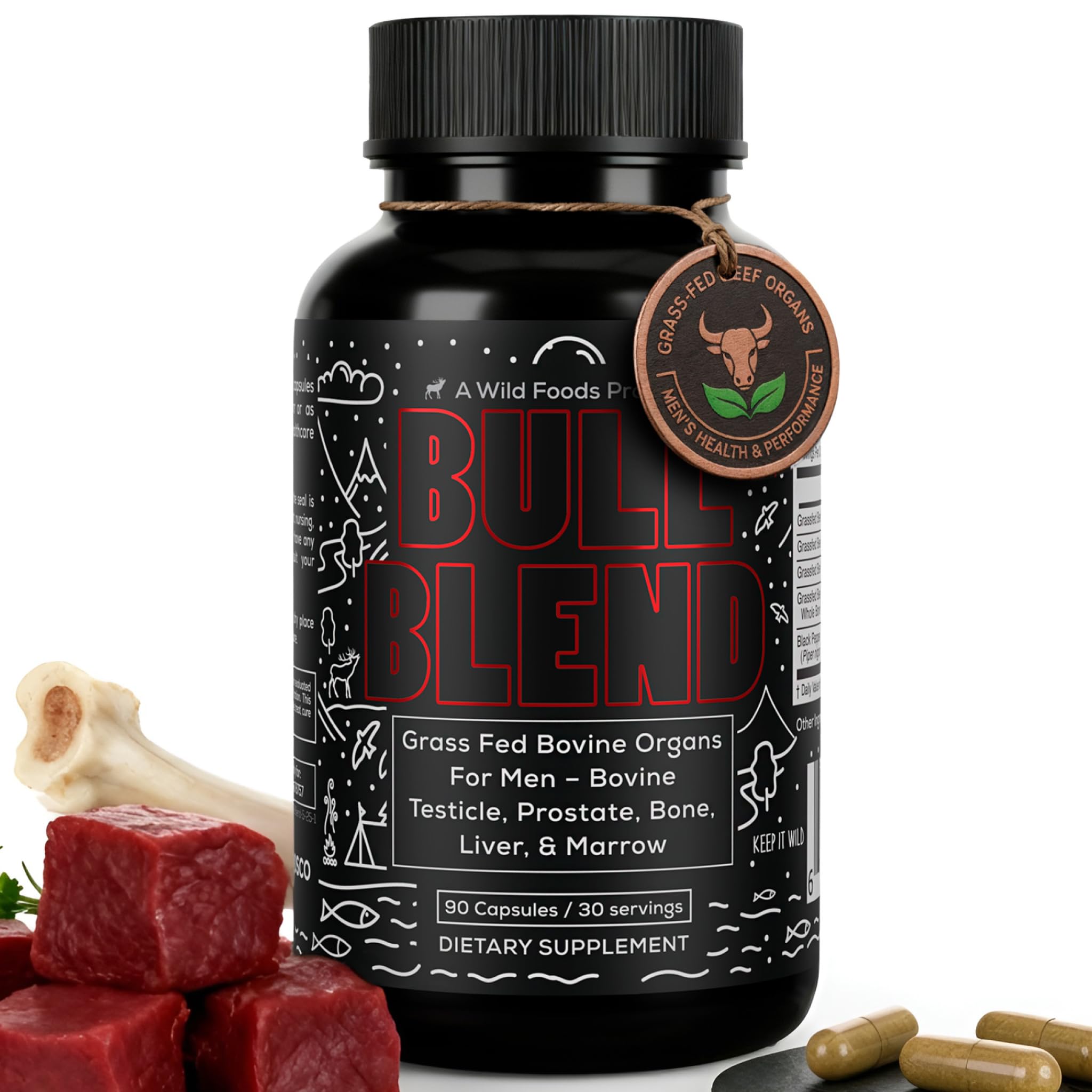 Wild Foods bottle with beef organ supplement for daily wellness