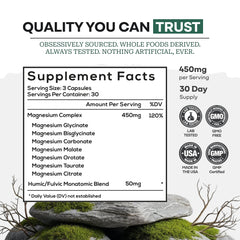 Wild Foods Magnesium Complex bottle open capsules — convenient daily supplement routine.