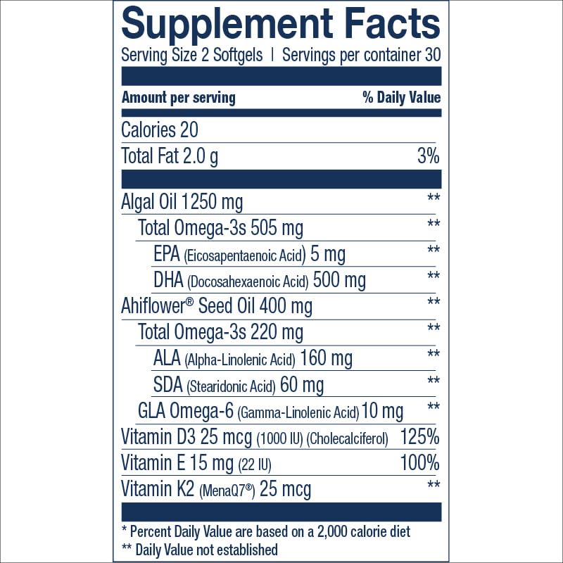 Wiley's Finest CatchFree Omega softgels on table highlighting vegan source of omega-3.