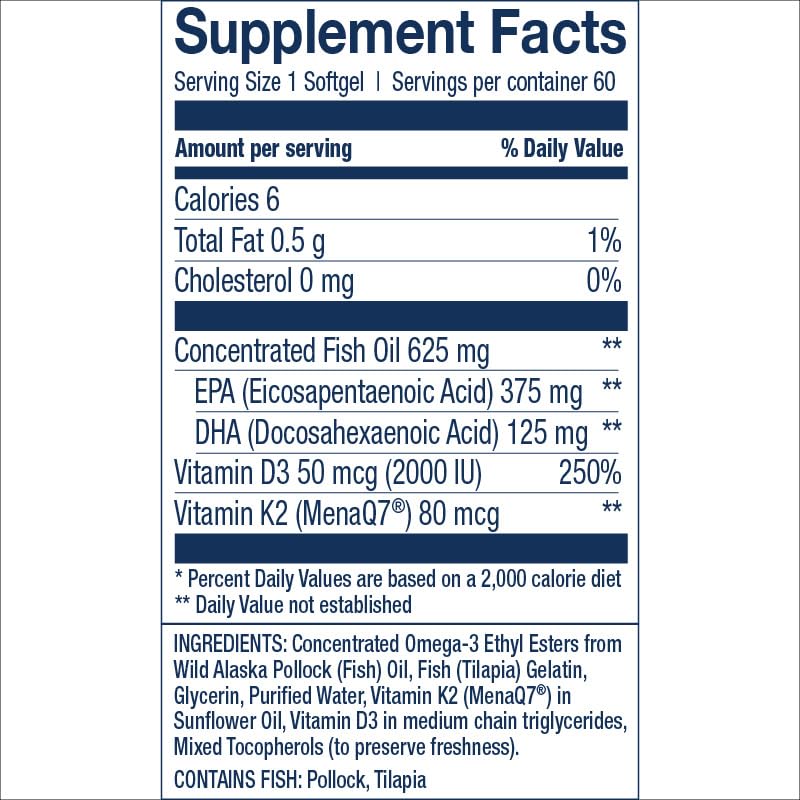 Wiley's Finest K2 D3 label close-up highlighting 80mcg K2 and 50mcg D3