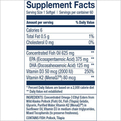 Wiley's Finest K2 D3 label close-up highlighting 80mcg K2 and 50mcg D3