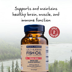 Wiley's Finest Peak DHA label close-up emphasizing 900 mg omega-3 per serving.