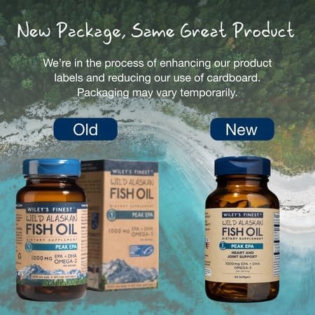 Wiley's Finest Peak EPA 60 softgels pack indicating serving count.