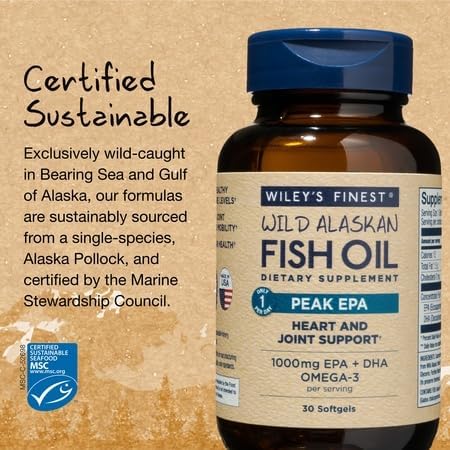 Wiley's Finest Peak EPA bottle pour suggests easy daily dosing.