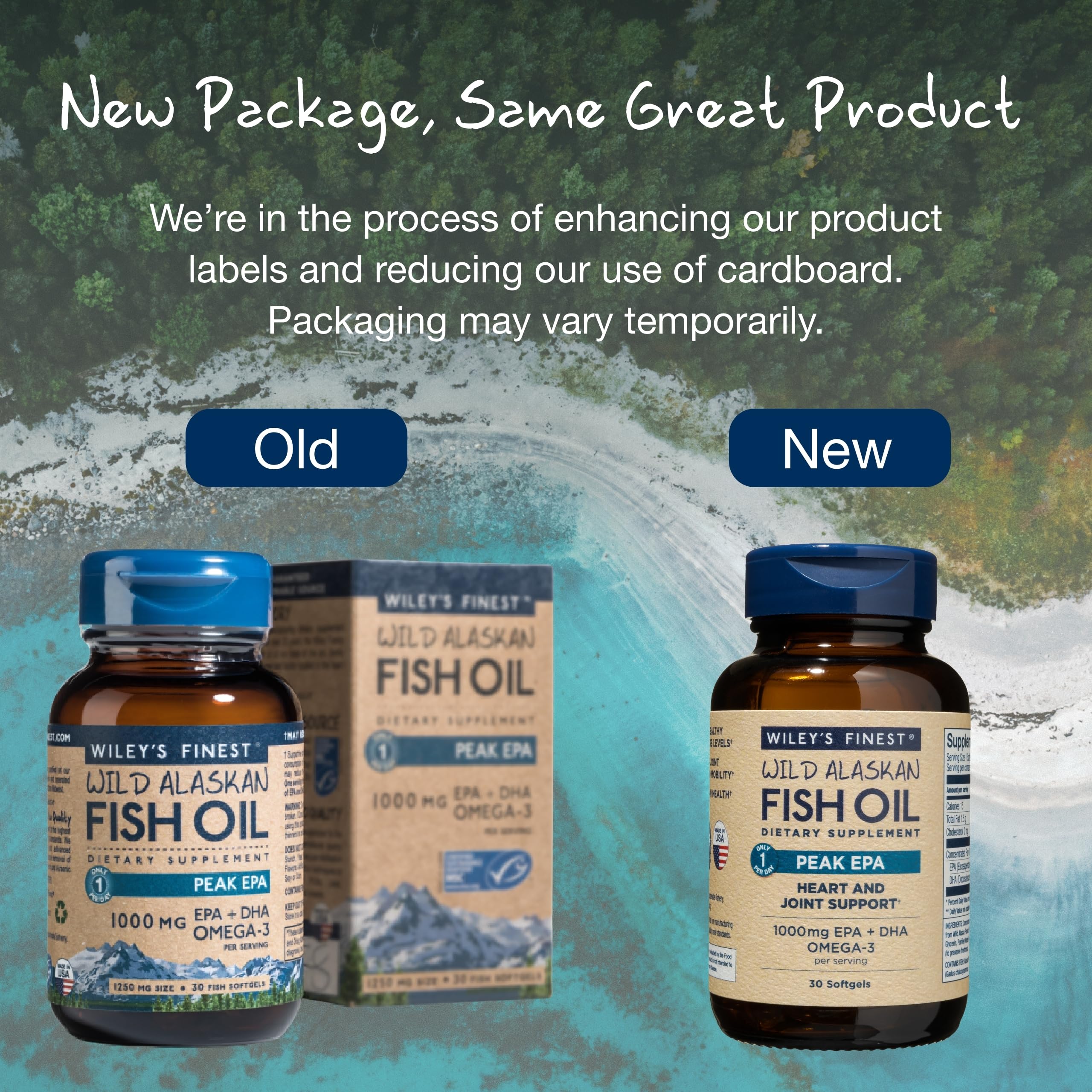 Wiley's Finest Peak EPA MSC-certified seal reinforces sustainable sourcing.