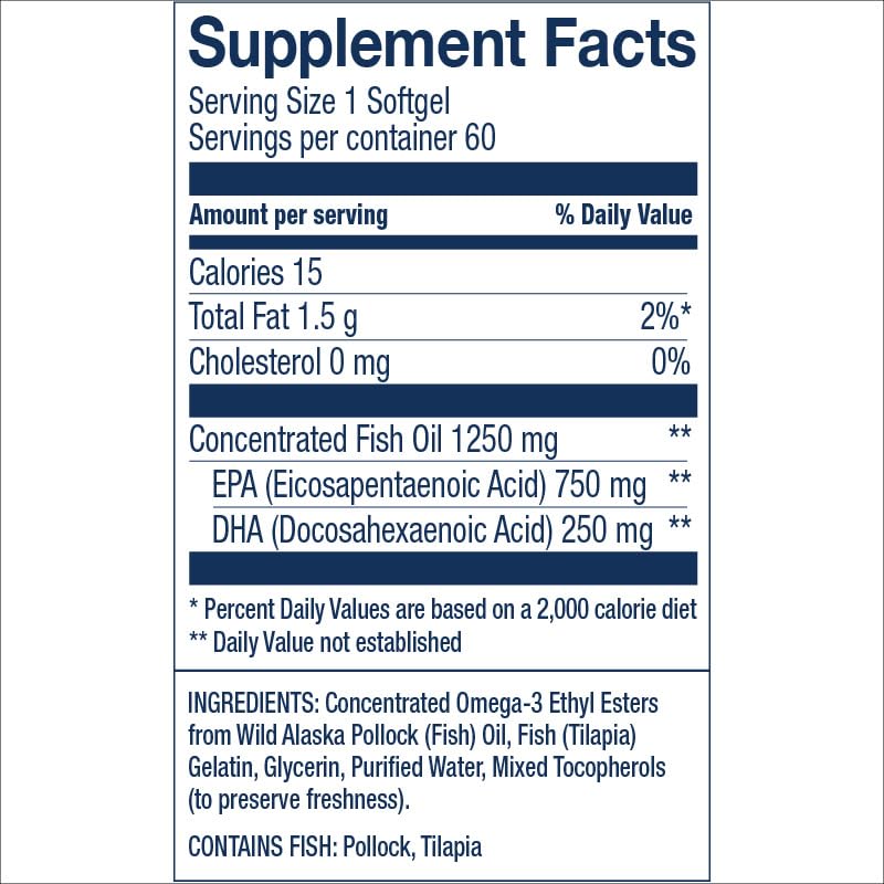 Wiley's Finest Peak EPA softgels close-up showing translucent capsules.