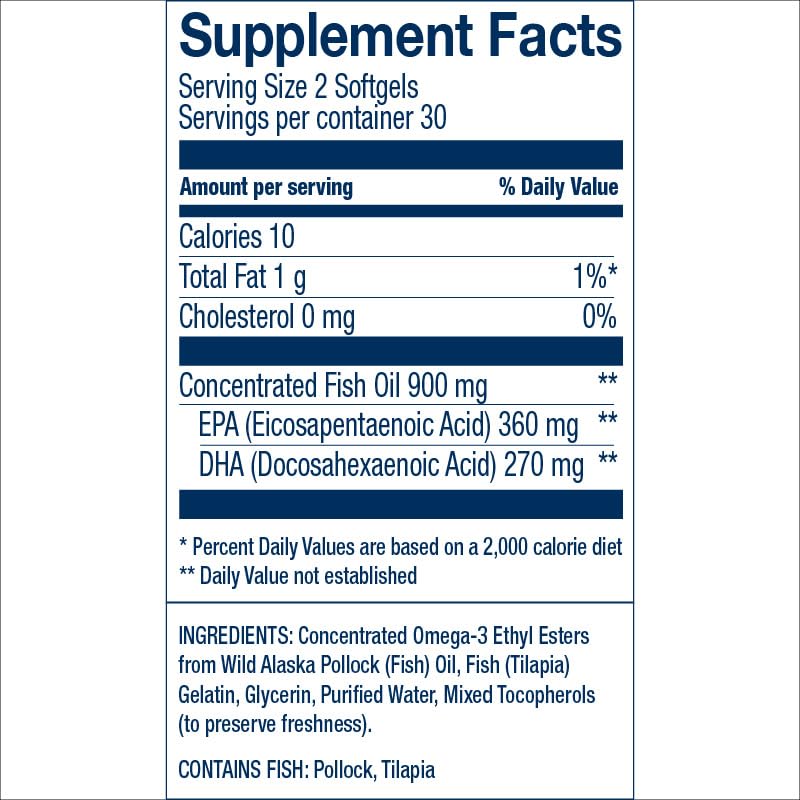 Wiley's Finest wild Alaskan Fish Oil bottle label highlighting sustainable sourcing.