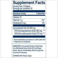 Wiley's Finest wild Alaskan Fish Oil bottle label highlighting sustainable sourcing.