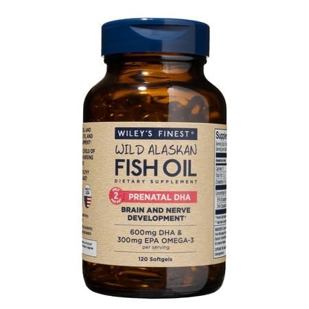 Wiley's Finest Prenatal DHA bottle showing 900mg omega-3