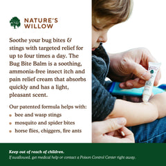 Willow Balm ingredients display lavender and menthol for cooling comfort.