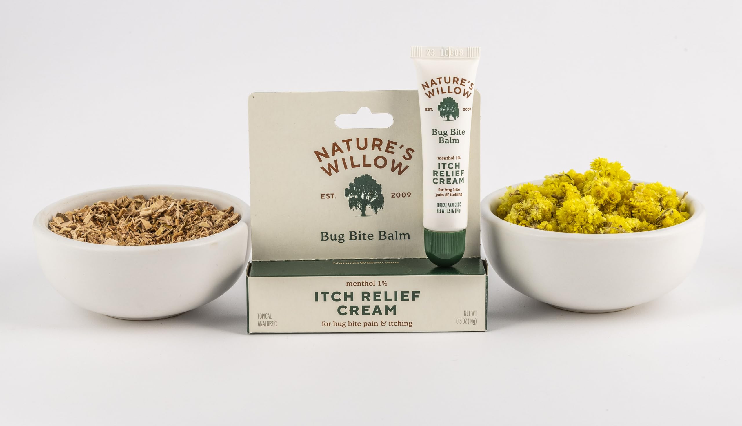 Willow Balm natural ingredients label highlights plant-based formula.