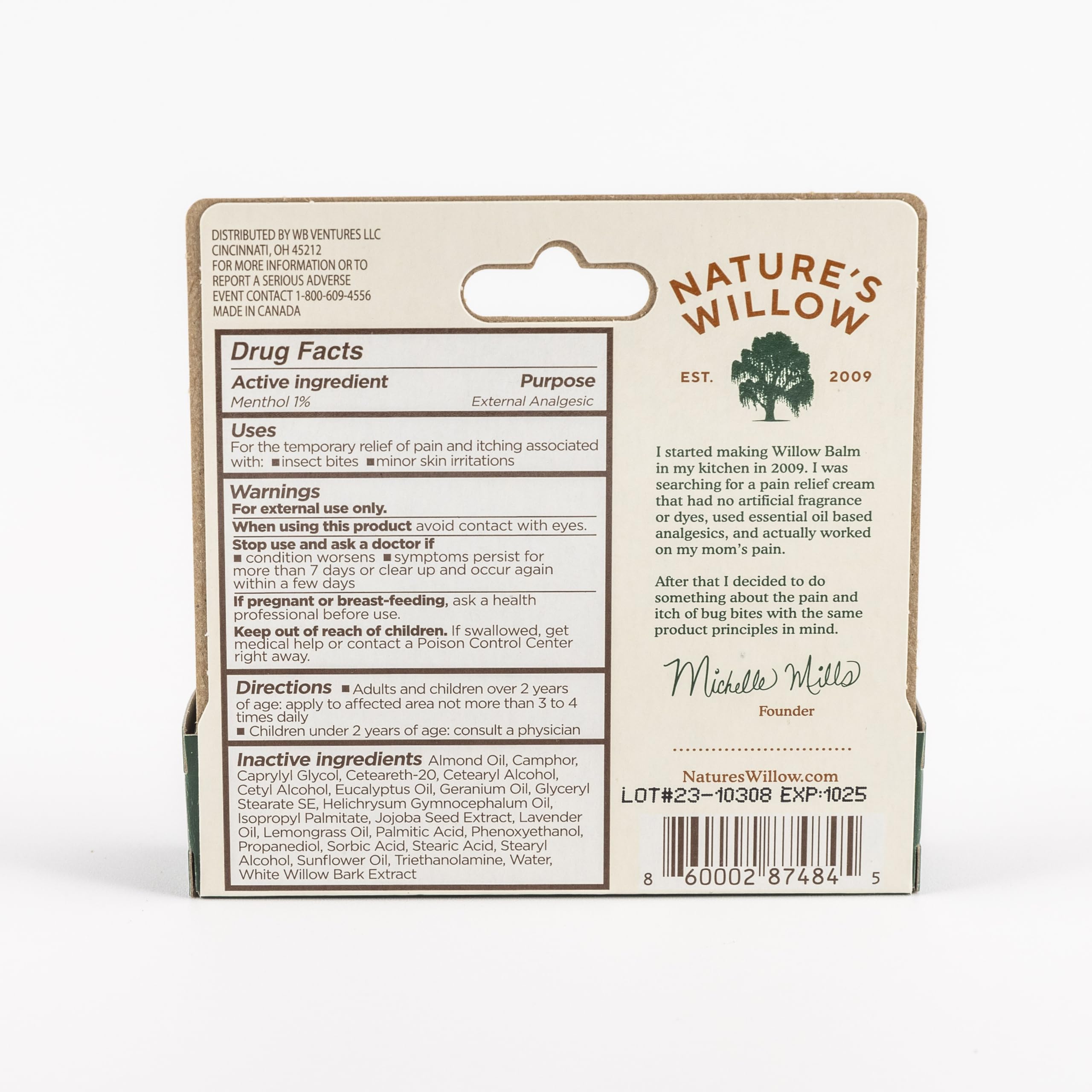 Willow Balm on skin demonstrates fast, gentle relief.