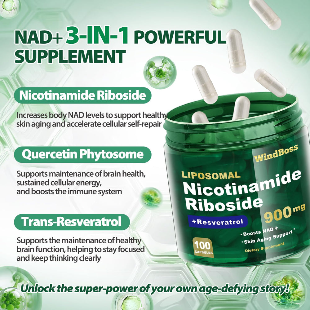 Windboss NAD+ serving dosage scene for men and women.