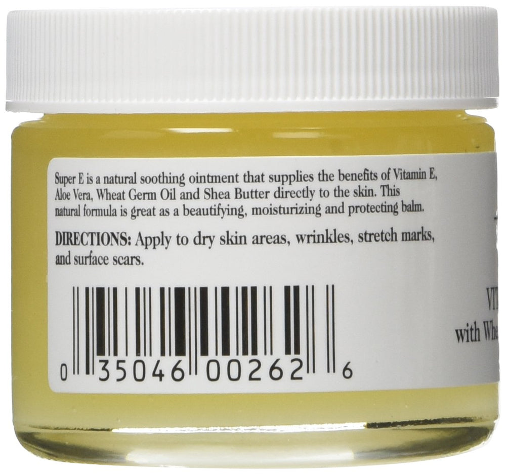 Windmill Marketing Vitamin E Ointment 2oz tube, back view, rich moisturization with wheat germ oil.