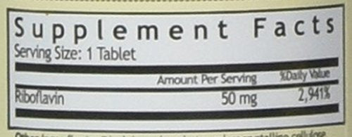 Windmill VIT B-2 tabs bottle back label with supplement information
