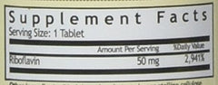 Windmill VIT B-2 tabs bottle back label with supplement information