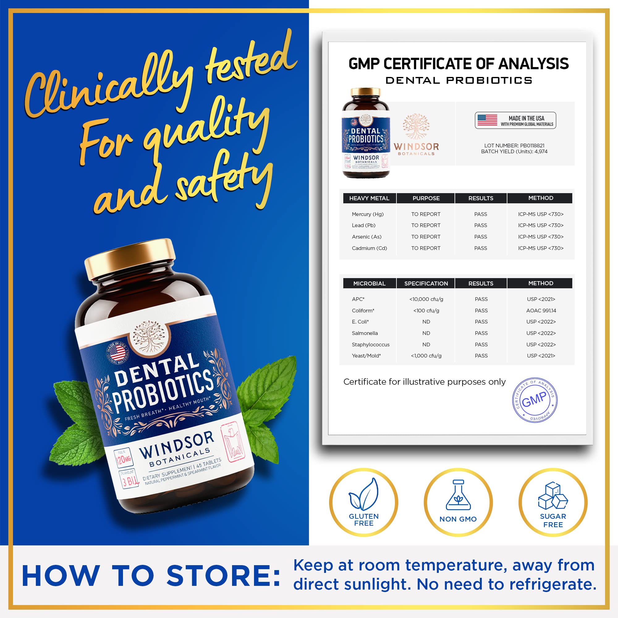 WINDSOR BOTANICALS breath-freshening-probiotic mint chewables for fresh breath on the go