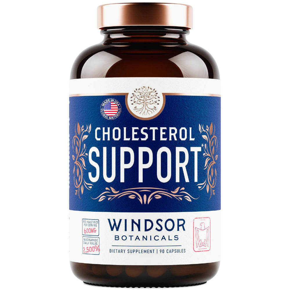 WINDSOR BOTANICALS bottle with glass promotes daily wellness routine.