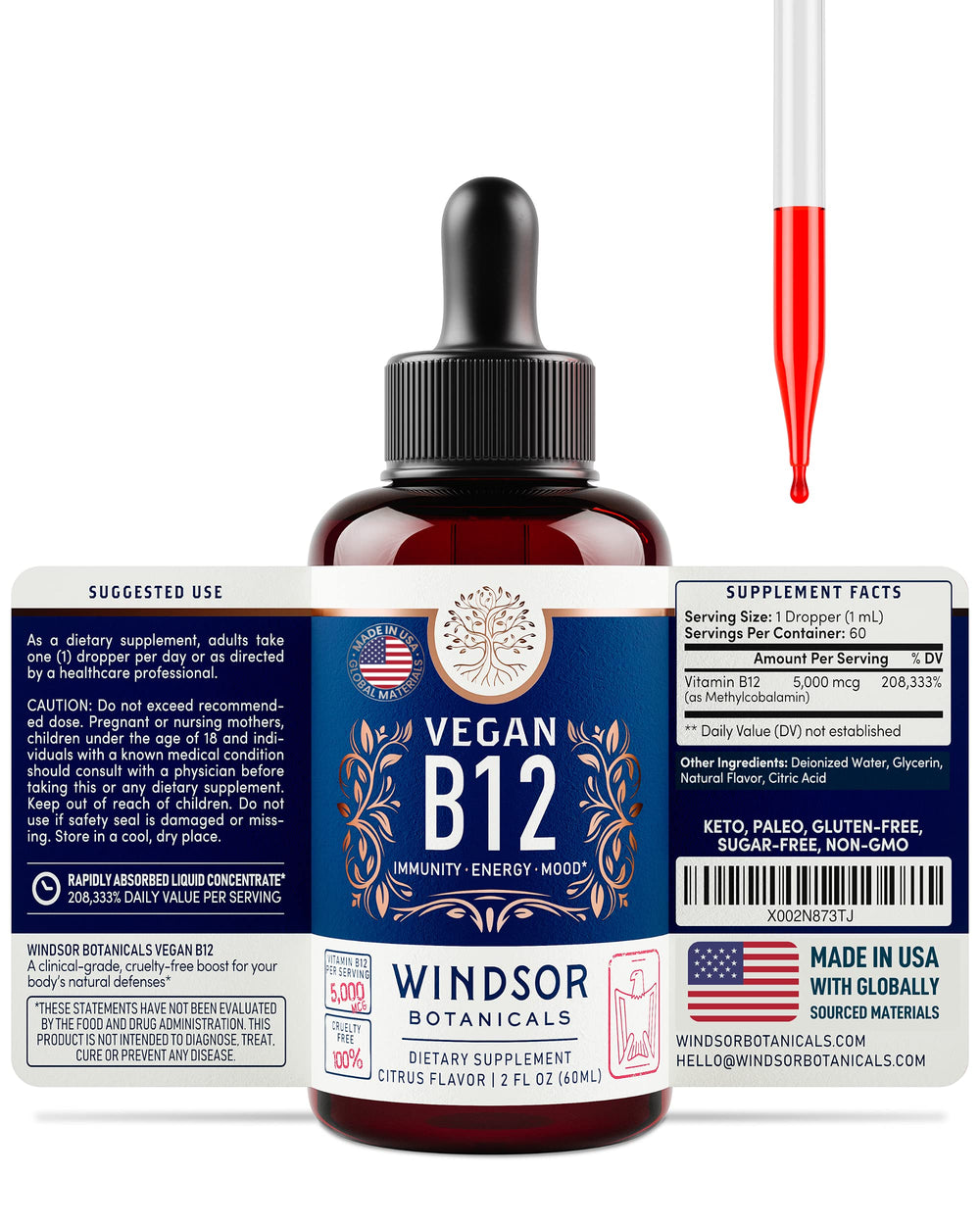 Windsor Botanicals citrus flavor label on bottle