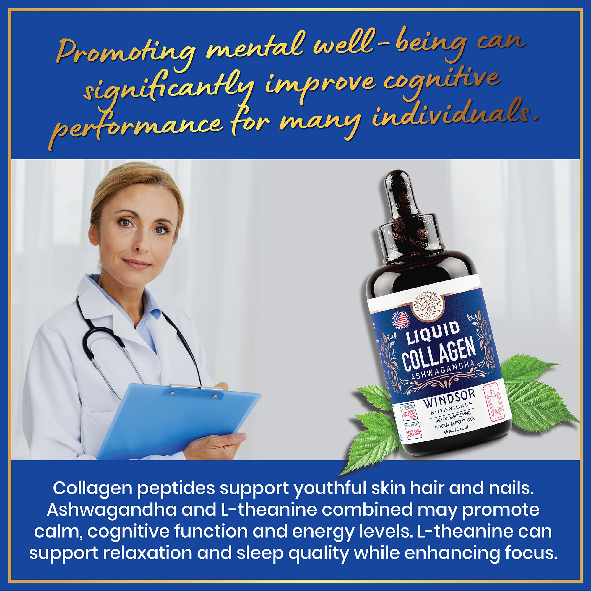 WINDSOR BOTANICALS hydrolyzed collagen peptides Type I & II formulation.