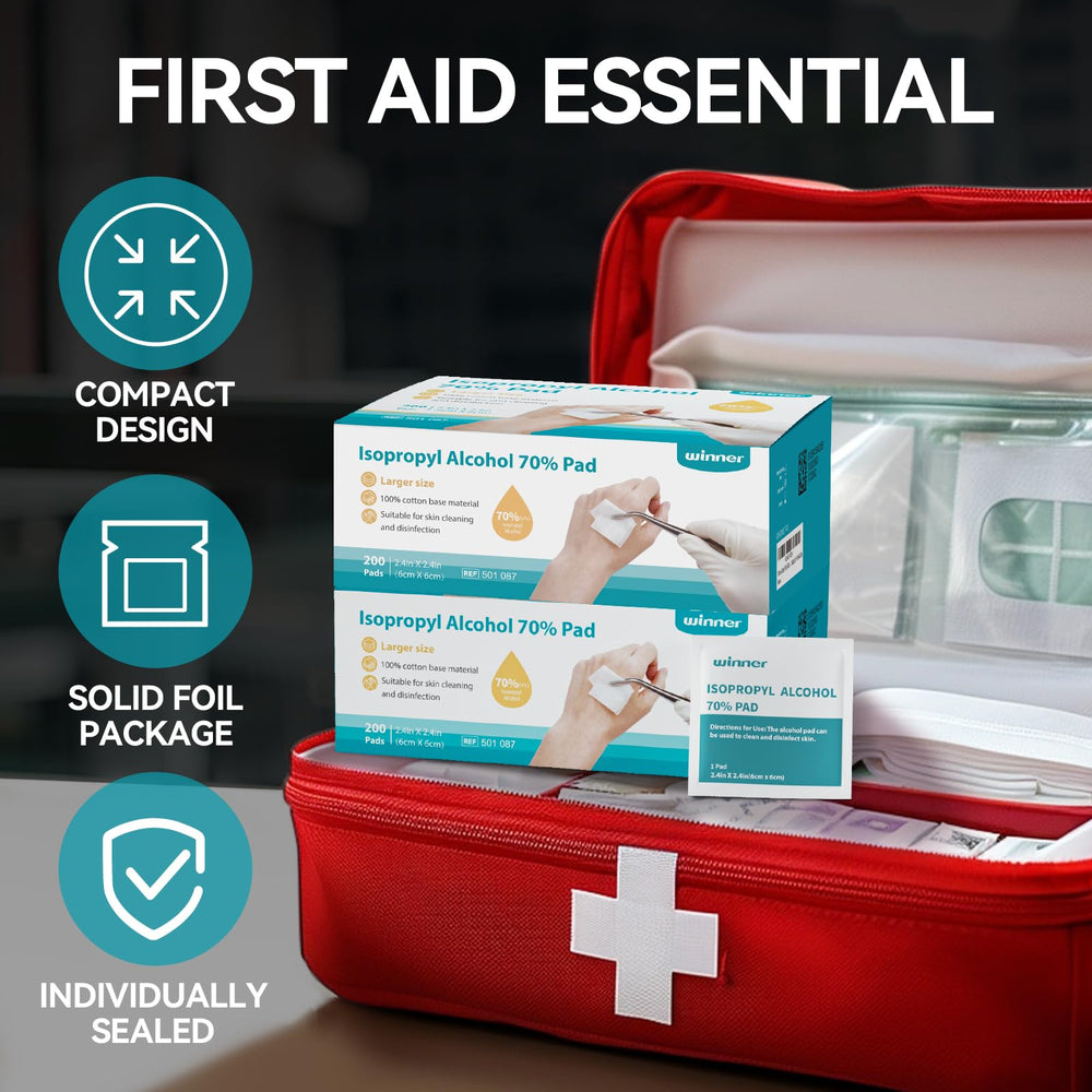 Winner first aid use in a compact sealed packet.