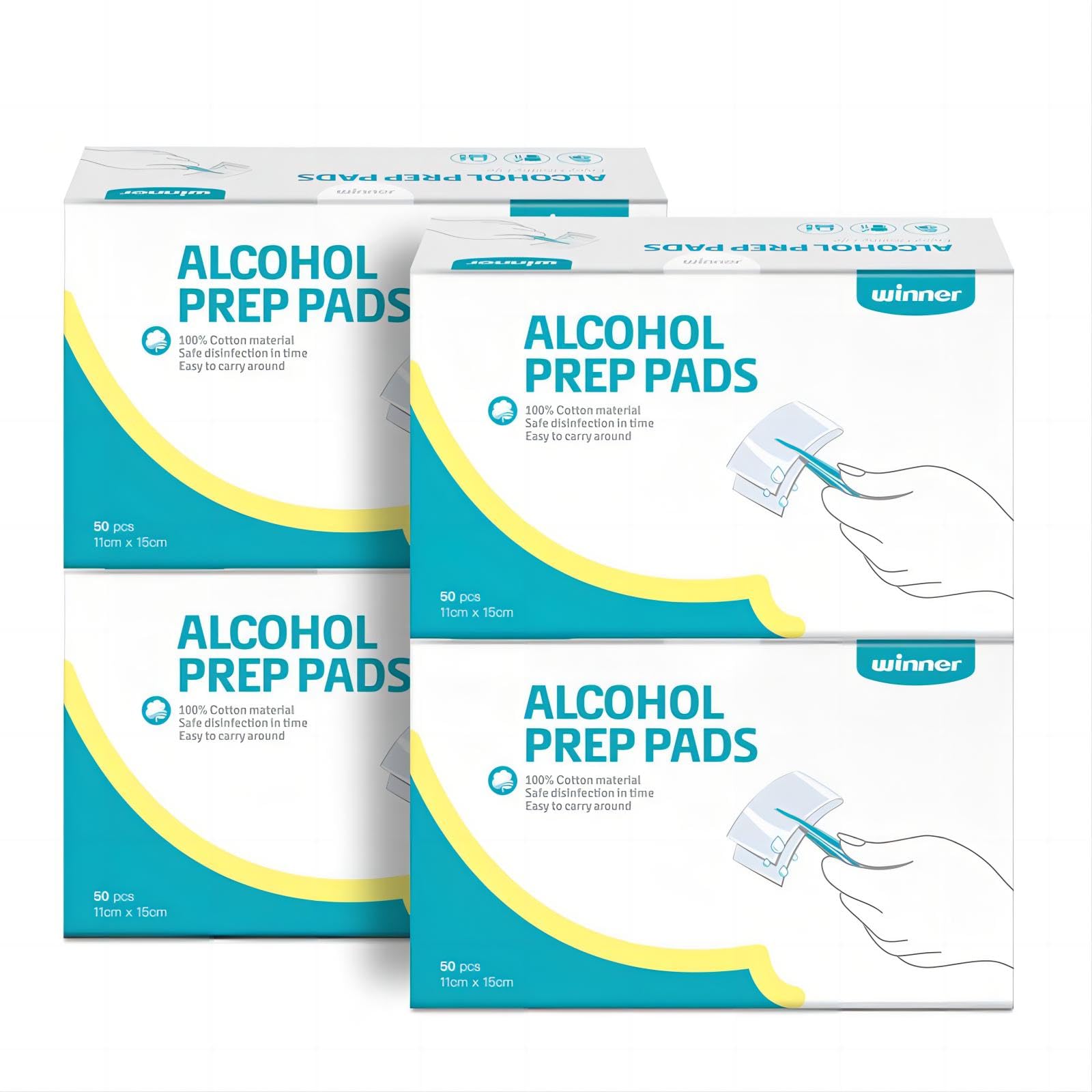 Winner alcohol wipes 4x6 sheet for on-the-go first aid cleanup.