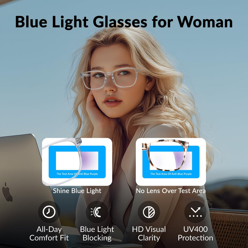 WINTOO blue light glasses for men with square frame, versatile daily wear.