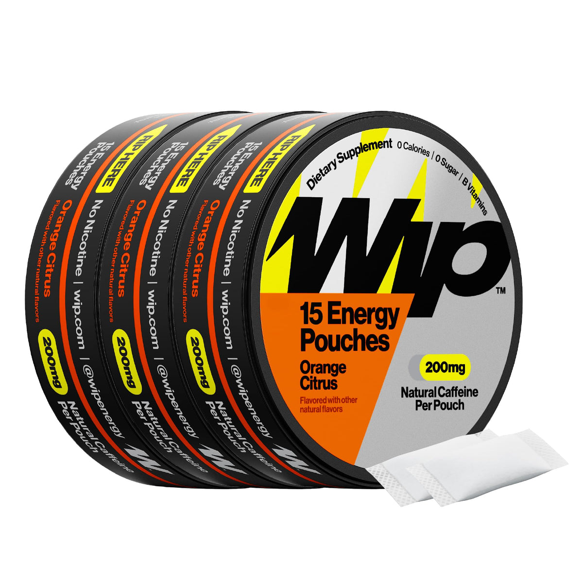Wip Energy Pouches orange citrus can front view for quick on-the-go energy