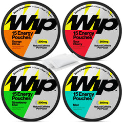 Wip Energy Pouches front pack shows zero calories and bold flavors.