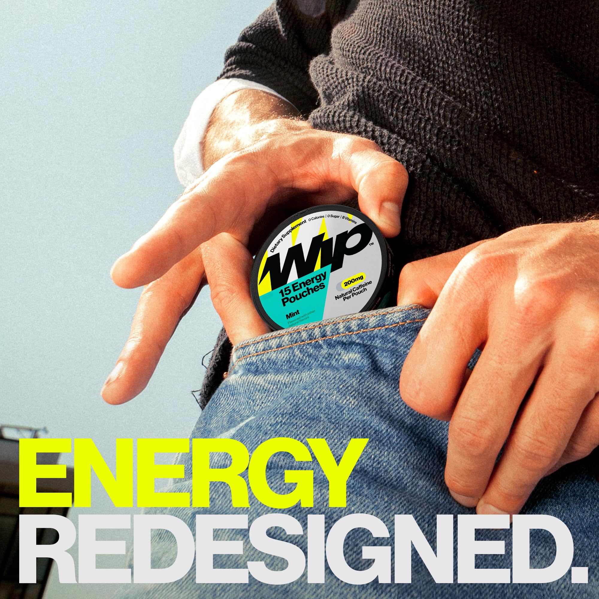 Wip Energy Pouches refreshing mint flavor enhances everyday energy.