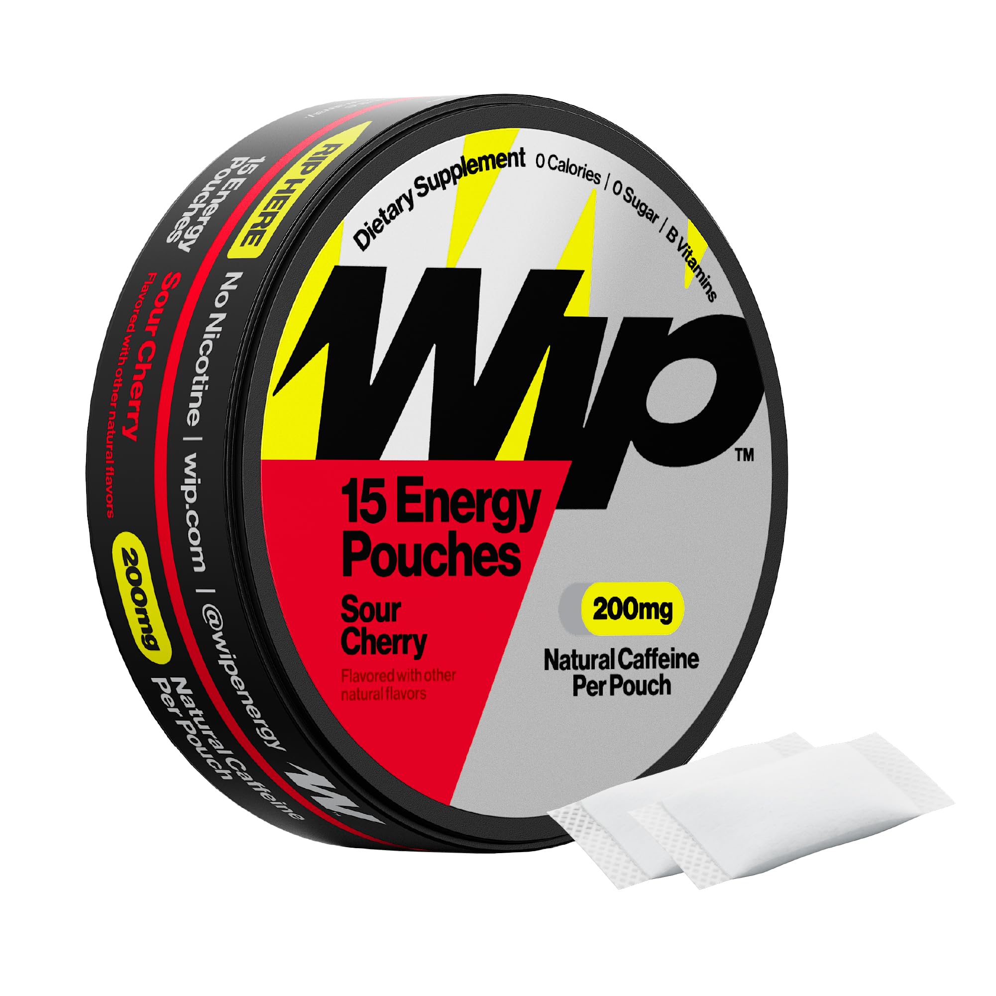 Wip Energy Pouches Sour Cherry can shown for portable energy on the go.