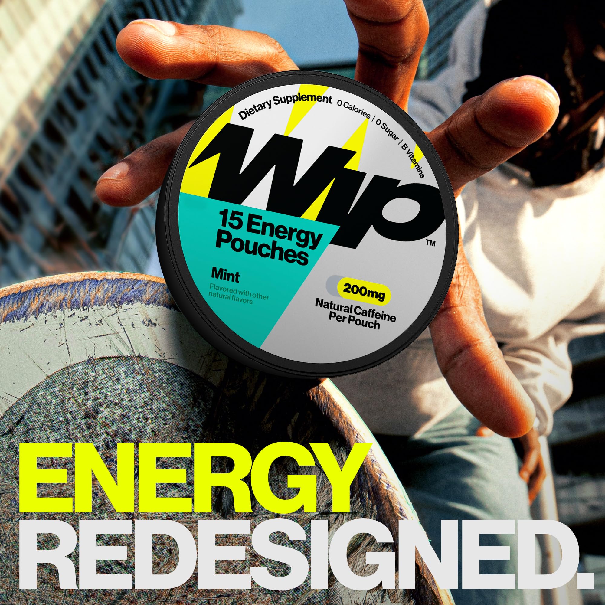 During workout, Wip mint pouch provides sustained energy without spills.