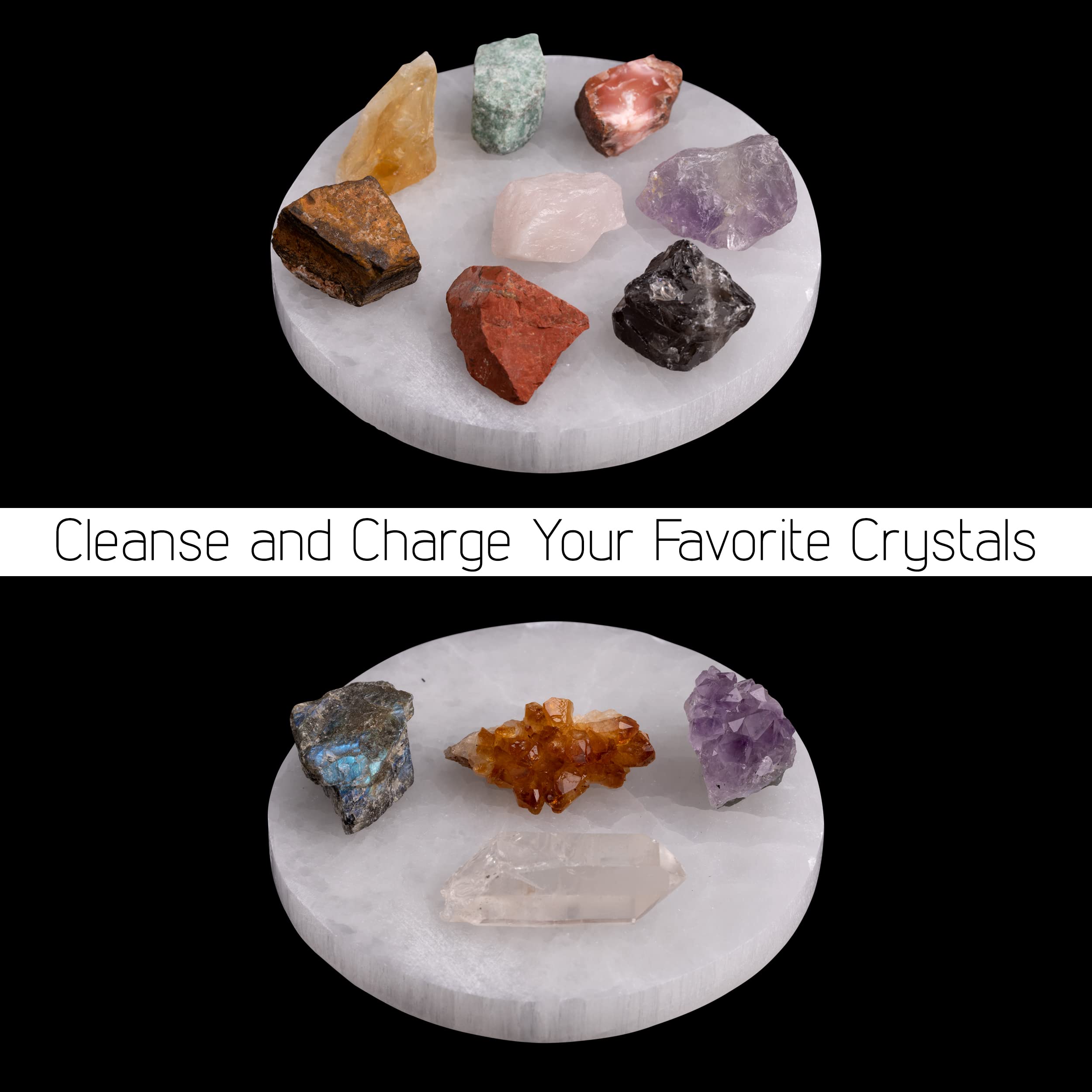 Wish Well selenite plate artisan Morocco craft enhances sacred space with crystal care.