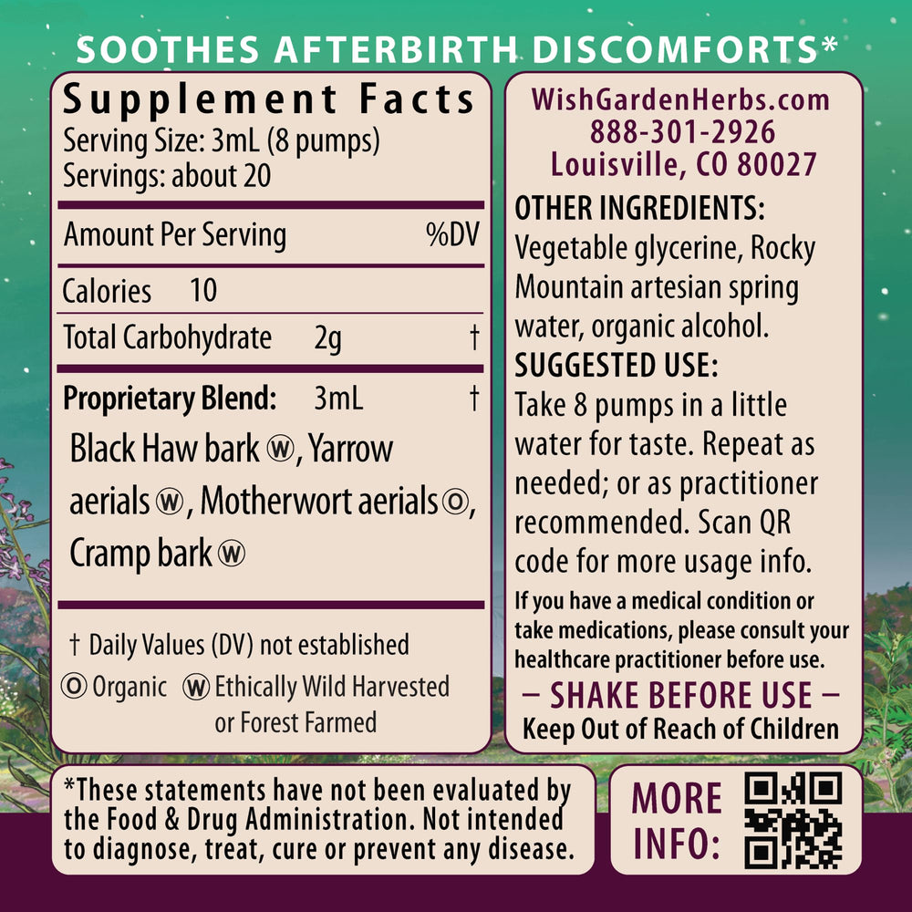WishGarden AfterEase drops being poured for on-demand after-birth relief.