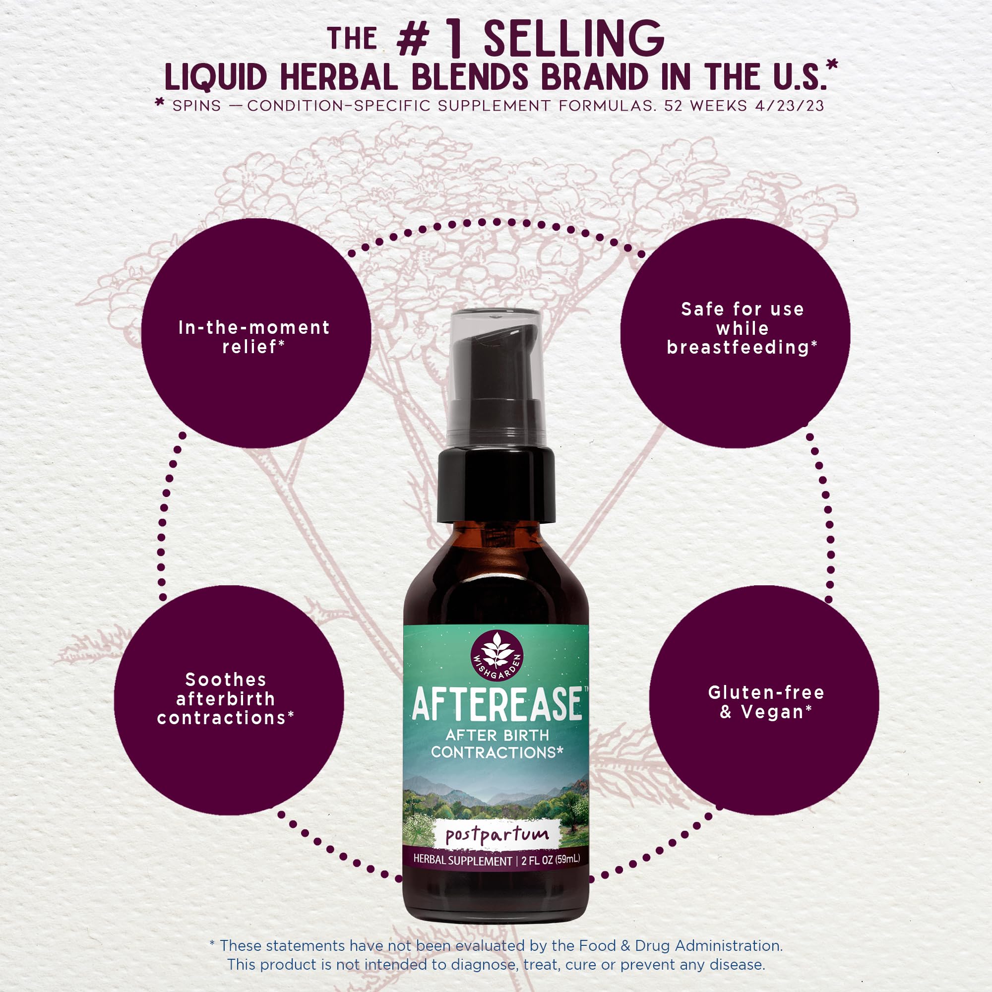 WishGarden AfterEase tincture bottle ready for at‑home postpartum care.