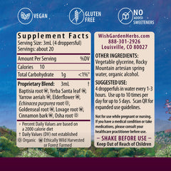 WishGarden Kick-Ass Immune Activator bottle label close-up with ingredients
