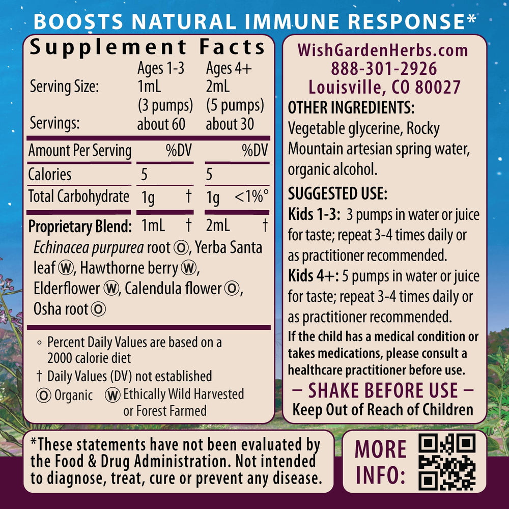 Kick-It Immune for Kids dropper delivering liquid tincture for quick absorption.