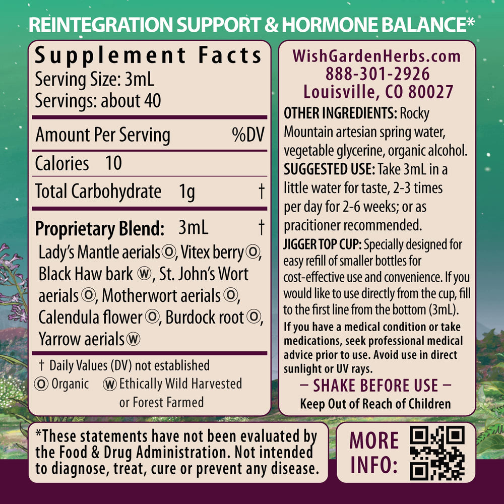 WishGarden ReBalance dropper dispensing tincture for quick postpartum support.