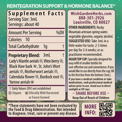 WishGarden ReBalance dropper dispensing tincture for quick postpartum support.