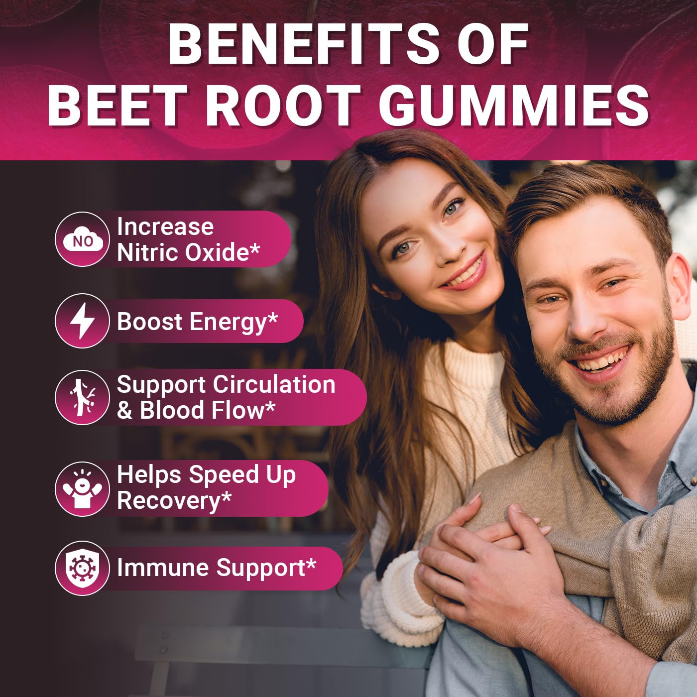 Wiszeen Beet Root Gummies mixed-berry label highlights COQ10 and vitamins for immune-friendly support.