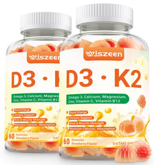 Wiszeen vitamin d3 k2 gummies bottle closed for daily bone and immune support.