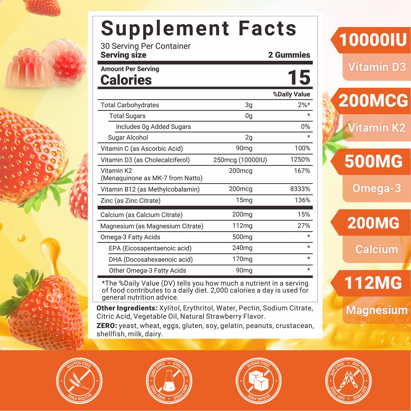 Wiszeen vitamin d3 k2 gummies bottle open for easy daily intake.