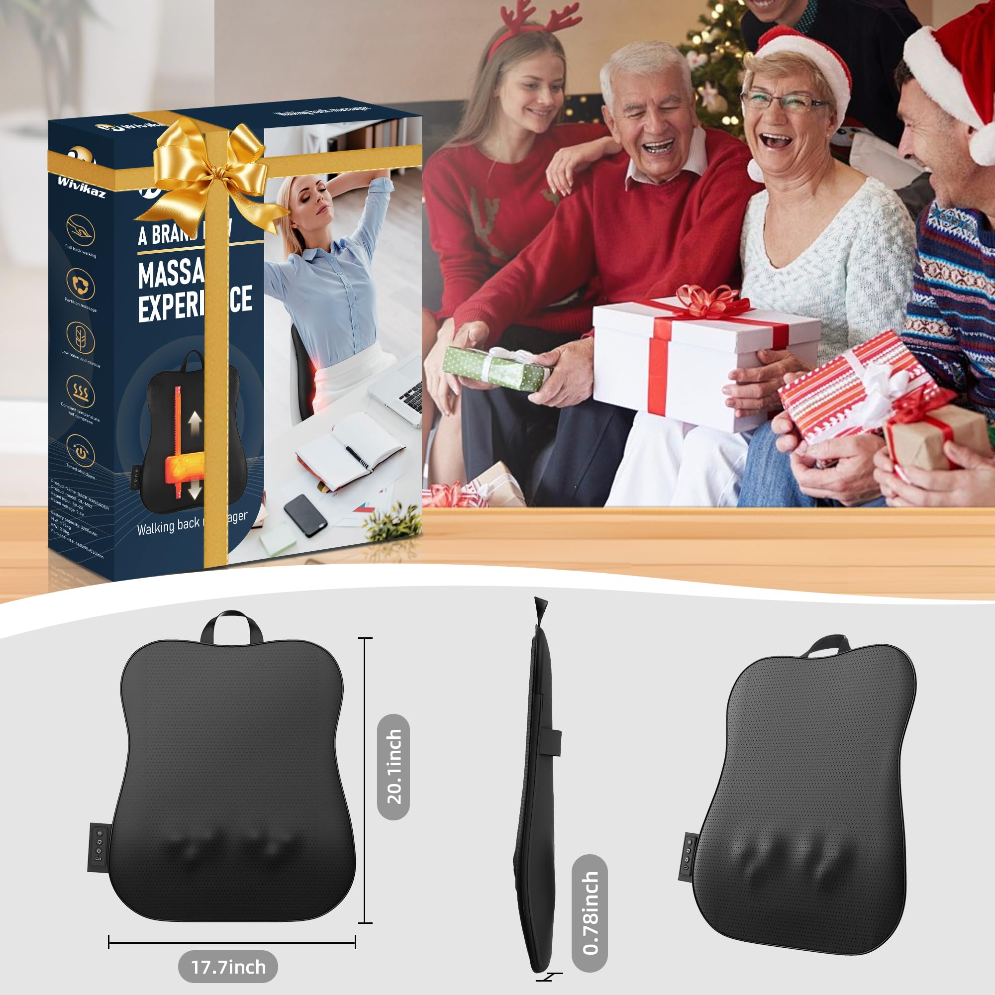 Wivikaz lightweight massager shown as travel-friendly device.