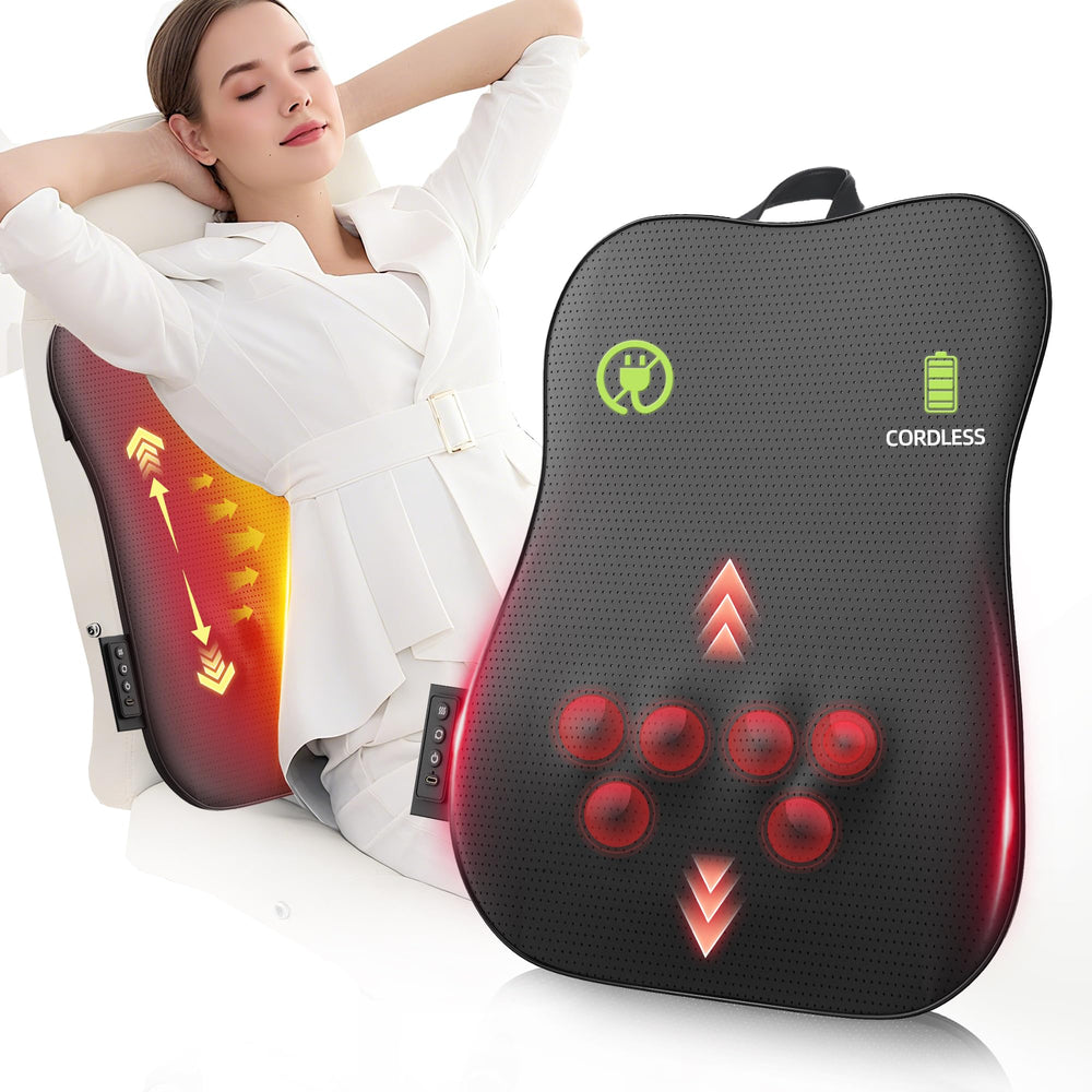 Wivikaz walking full back massager in action massaging upper and lower back.
